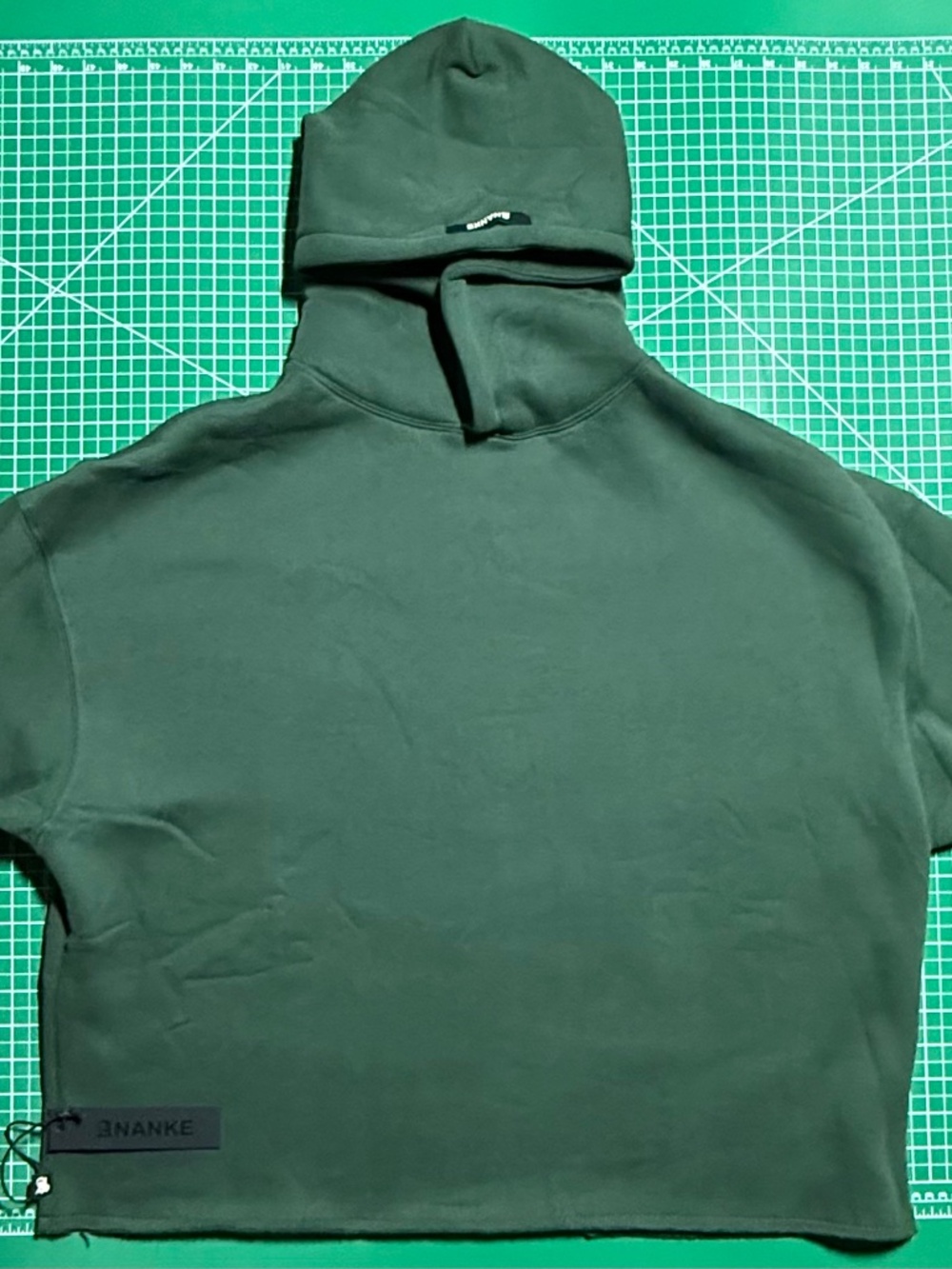 ANANKE Green Pullover Fleece Hoodie Size S Logo High Neck Hooded